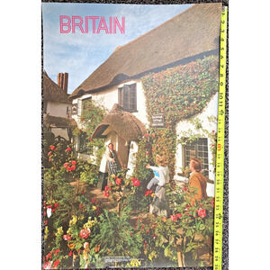 Vintage Britain Travel Poster Bickleigh Devon England Thatched Cottage 1980s EUC